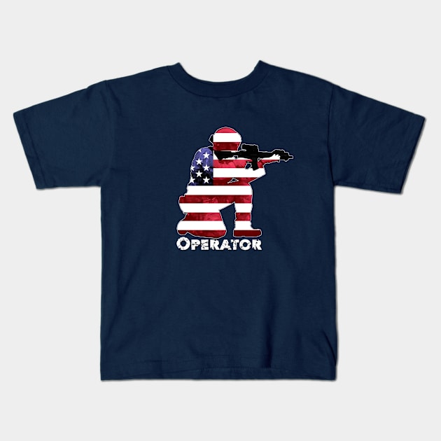 Operator - US Flag Kids T-Shirt by blackphantasm